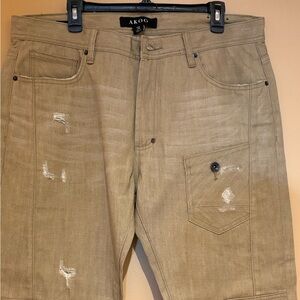 AKOO Khaki Carpenter-Style Pants with Painter Pocket